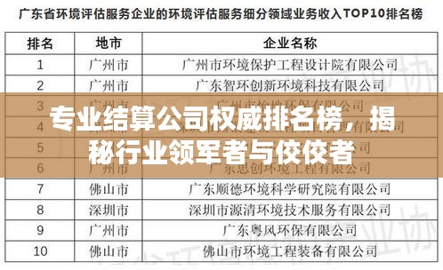 專業結算公司權威排名榜，揭秘行業領軍者與佼佼者