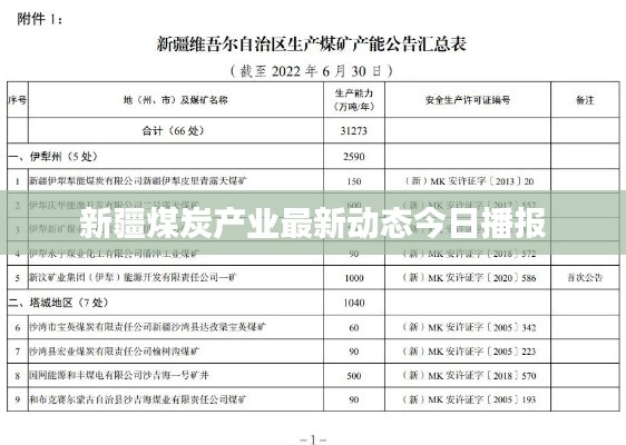 新疆煤炭產業最新動態今日播報